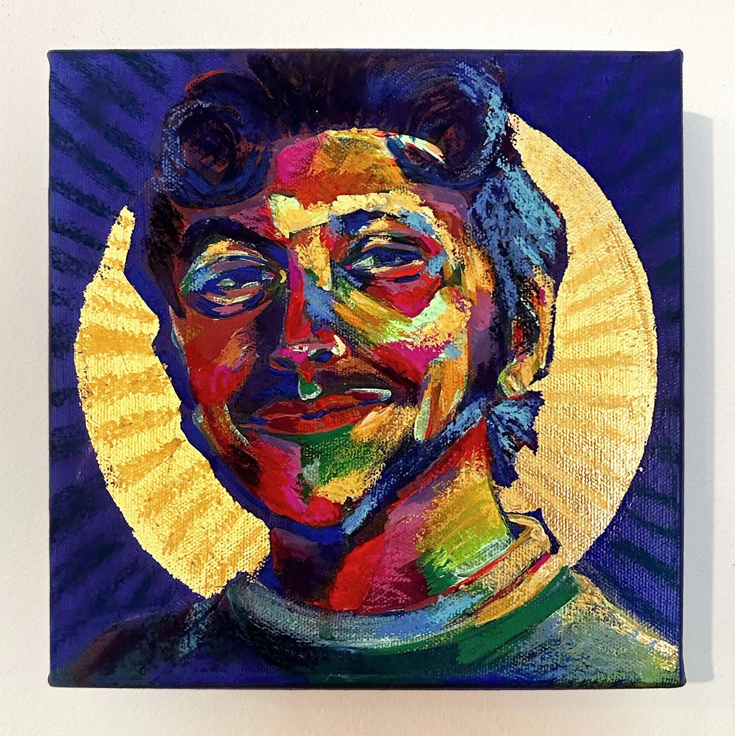 SELF PORTRAIT | 7" x 7" | Acrylic & Oil Pastel On Canvas | 2024