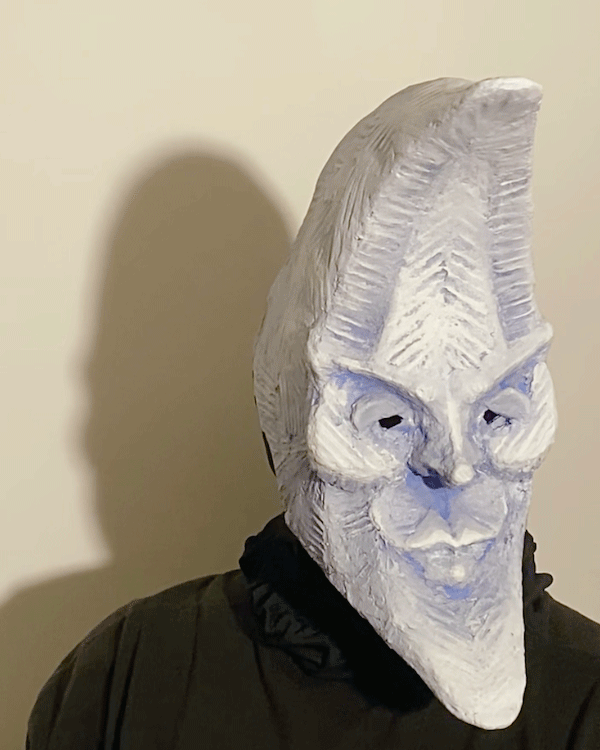 Moon Mask | 1’2” x 1’4” x 7” | Acrylic paint oil pastel, on cardboard | 2025