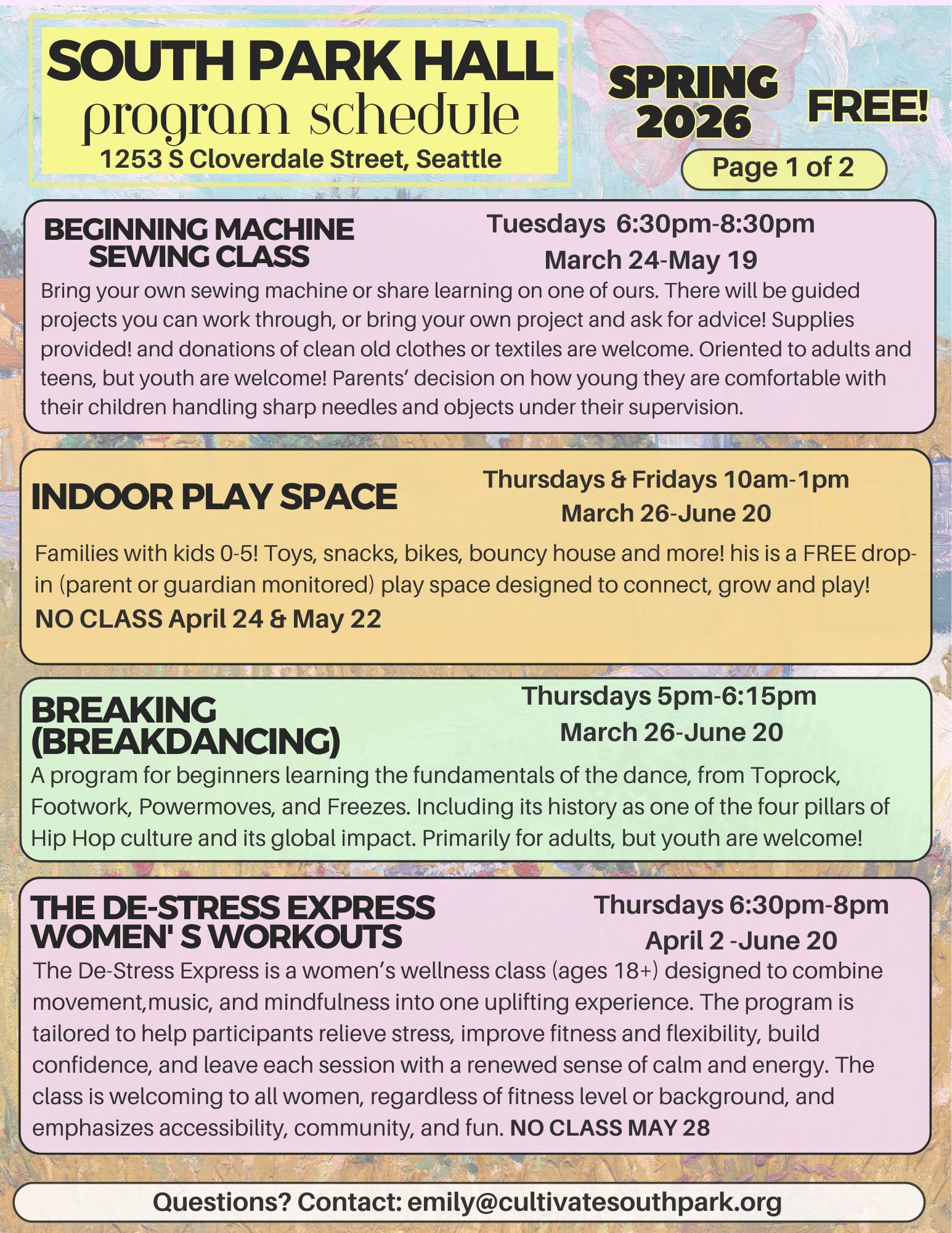 South Park Hall Events