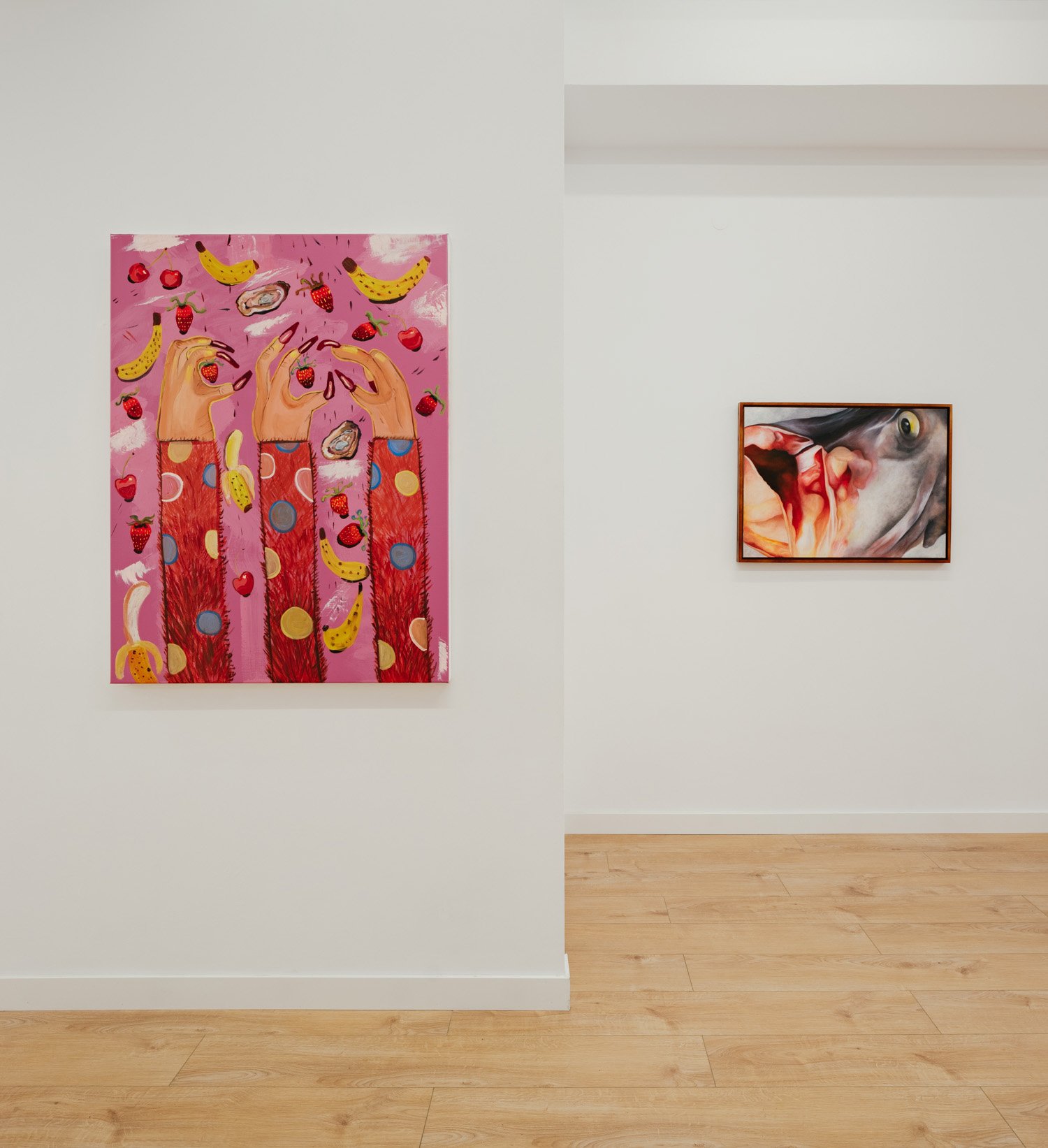 The Last Slice group show at Badr El Jundi, Left - "Unrealistic Expectations" 120 x 90 cm