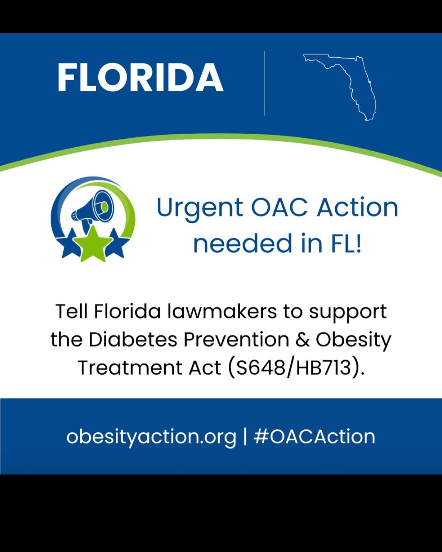 The Diabetes Prevention and Obesity Treatment Act has been introduced in the Florida Legislature. We need advocates to contact their lawmakers and ask them to support the bill and help it get a hearing this month! https://bit.ly/4bASu8g