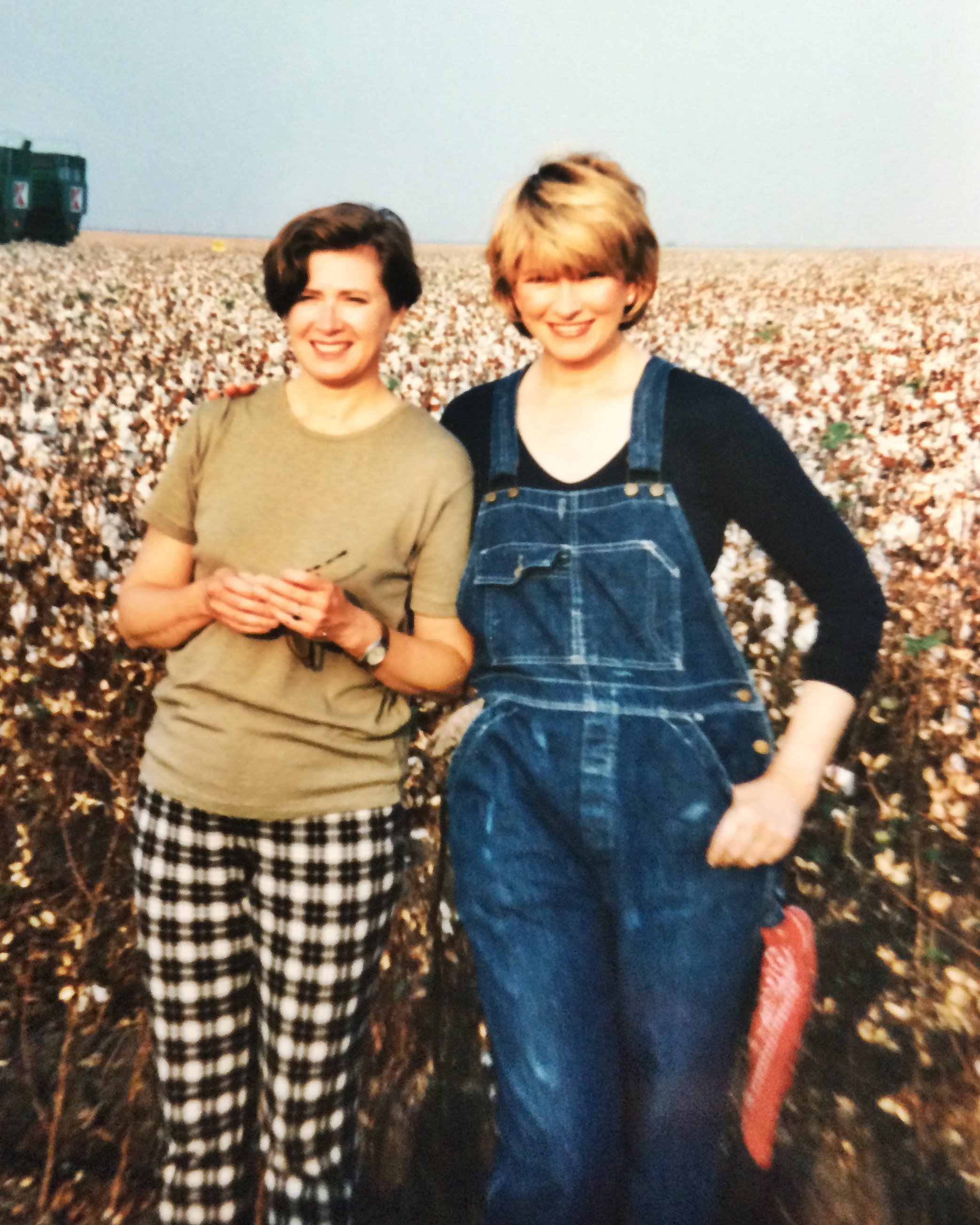 Martha and I in Texas filming Kmart commercials for first 100 percent cotton sheets at mass market in a cotton field naturally she was dressed as a farmer.JPG