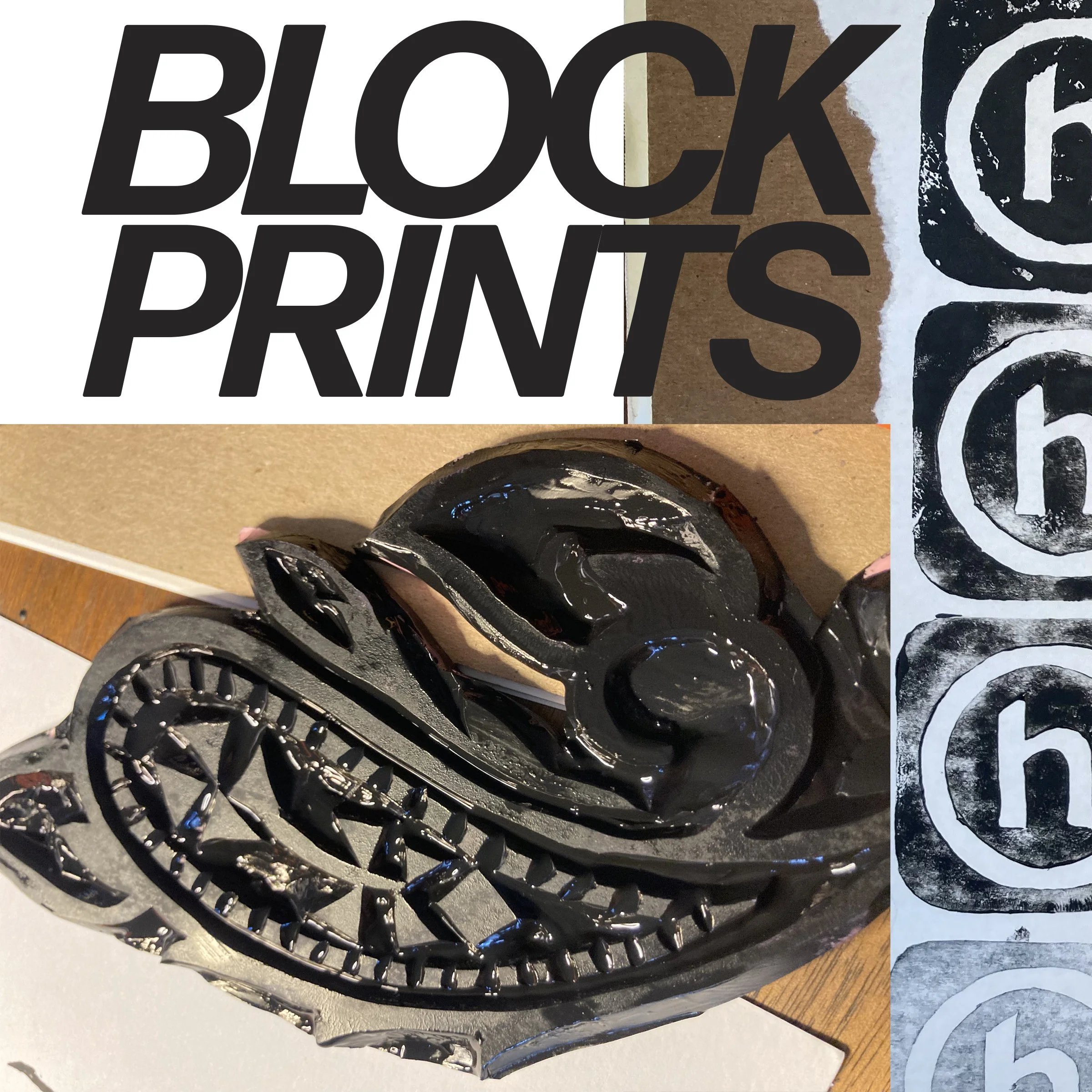 Hand printed linoleum blocks
