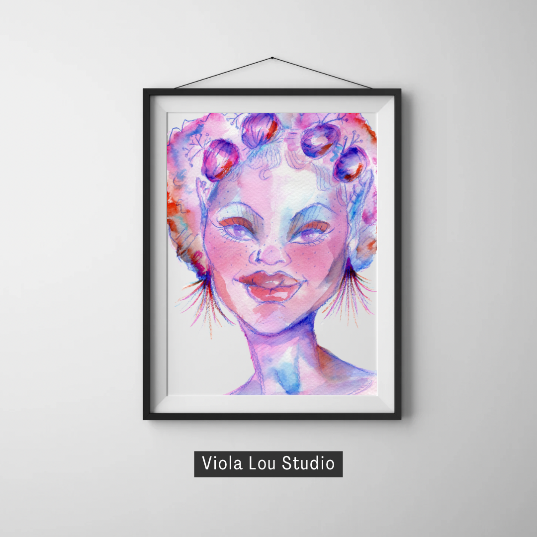 Afrofuturist Gal: Cotton Candy Series Black Girl Art Print