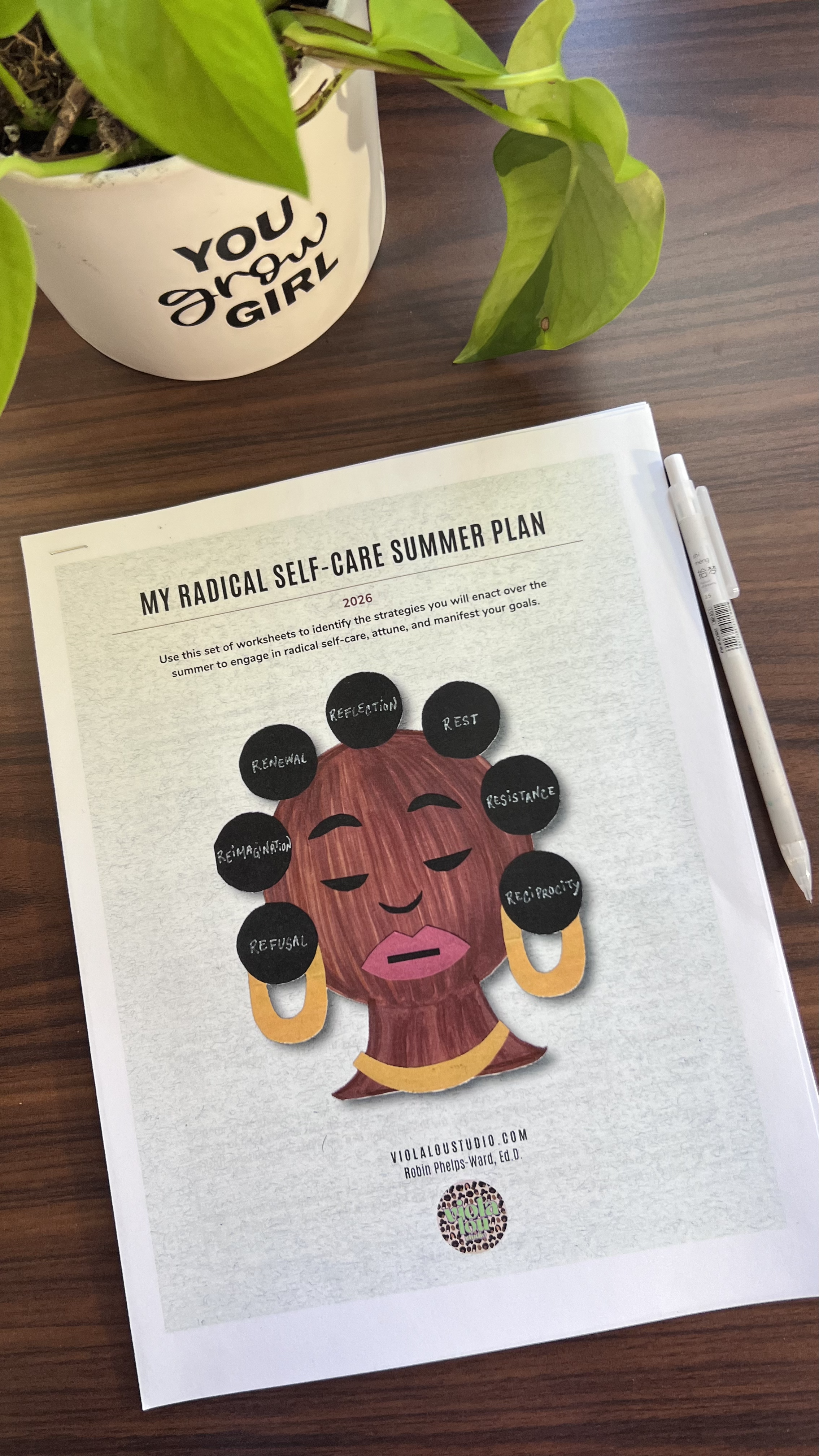 Picture of the front of the radical self-care summer plan packet