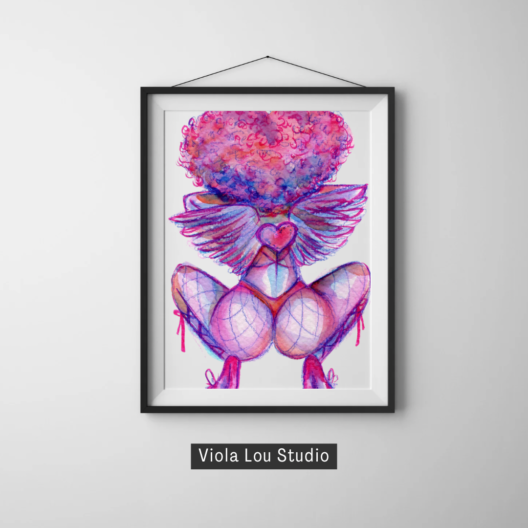 Angel Cheeks: Cotton Candy Series Black Girl Art Print