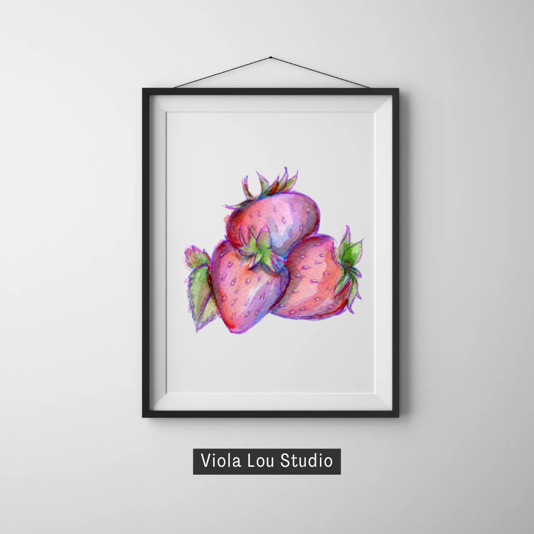 Strawberries: Cotton Candy Series Black Girl Art Print