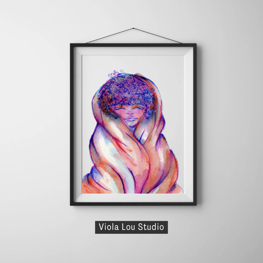 Cozy: Cotton Candy Series Black Girl Art Print