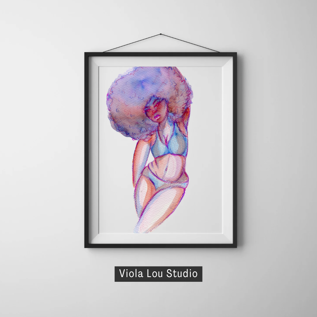 Body: Cotton Candy Series Black Girl Art Print