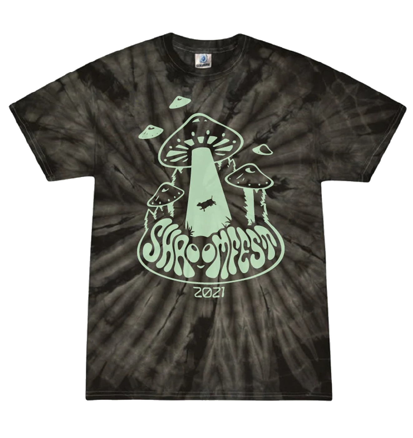 Take Me To Your Dealer: Shroomfest 2021 Tee - Black Tye Die + Night Glo