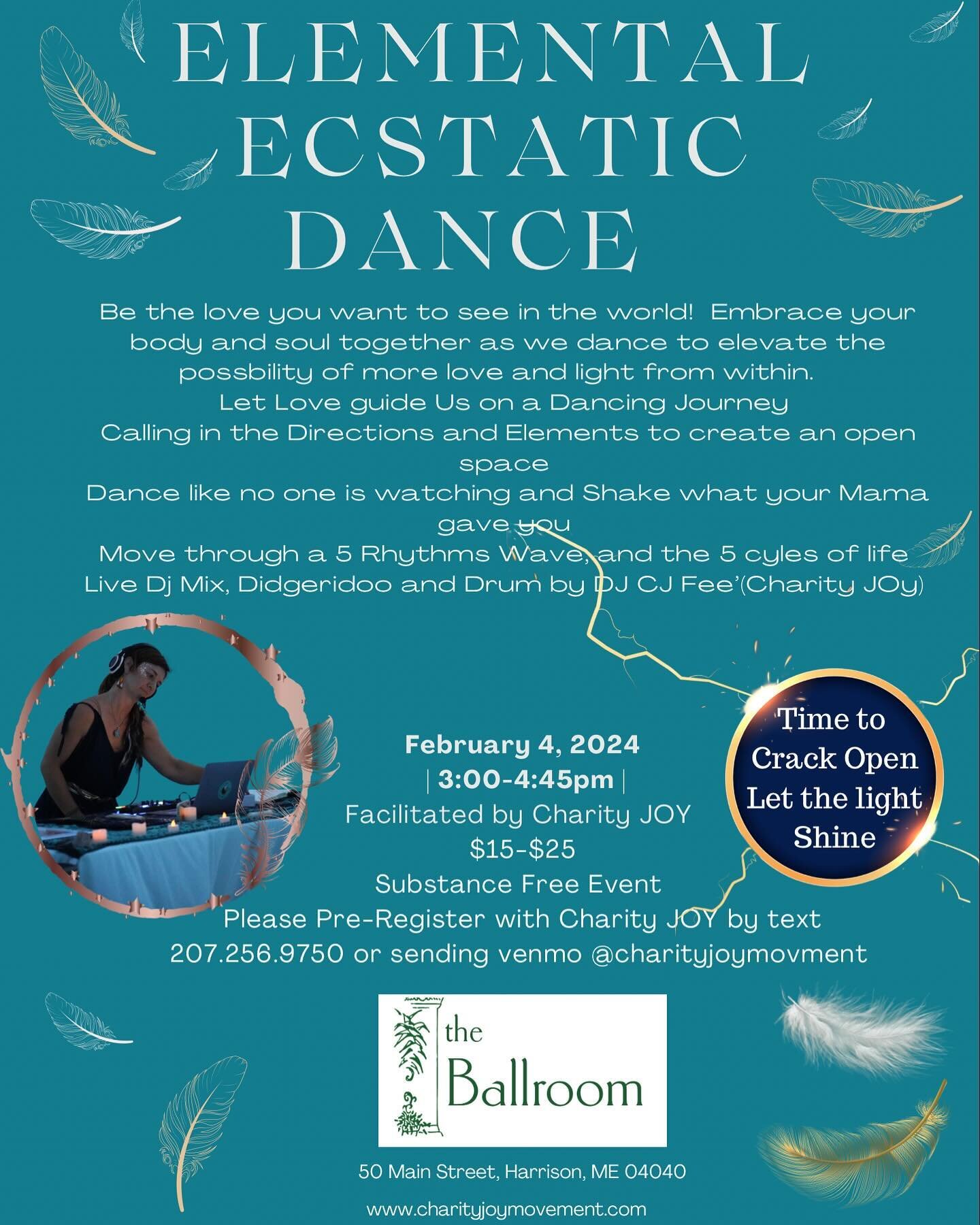 Happening today @theballroomharrison Are you ready to dance, let go, breathe and be?