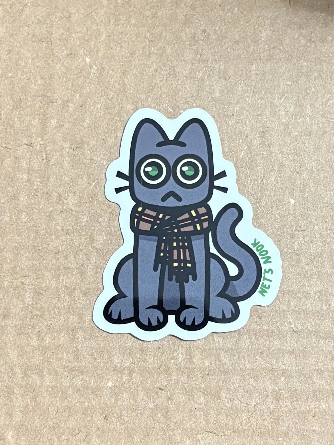 Grey Cat With Scarf Sticker
