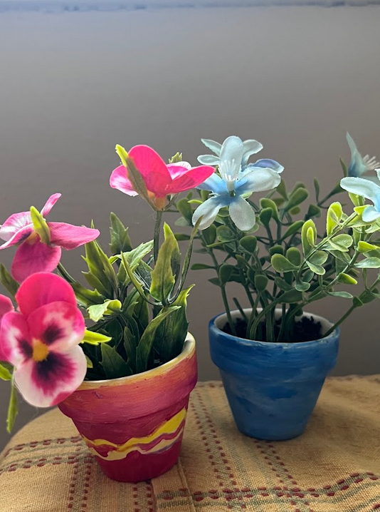 Painted Pot of Flowers