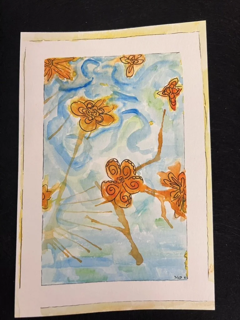 Orange and Blue Watercolor