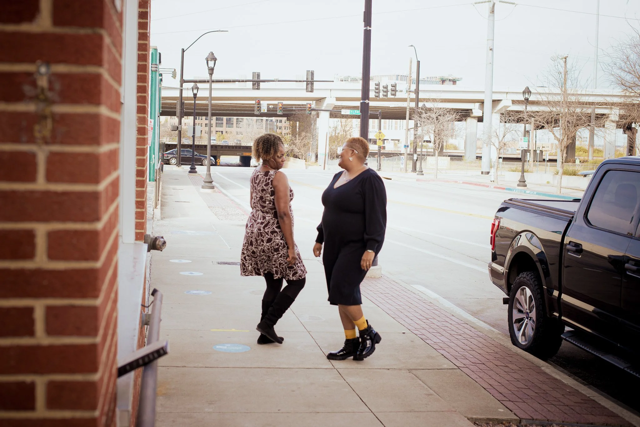 AA Dance Caller Pathways Instructor Dr. Clover Johnson practices with cohort member Audra Scott ahead of the initiative's first in person event in Fort Worth.