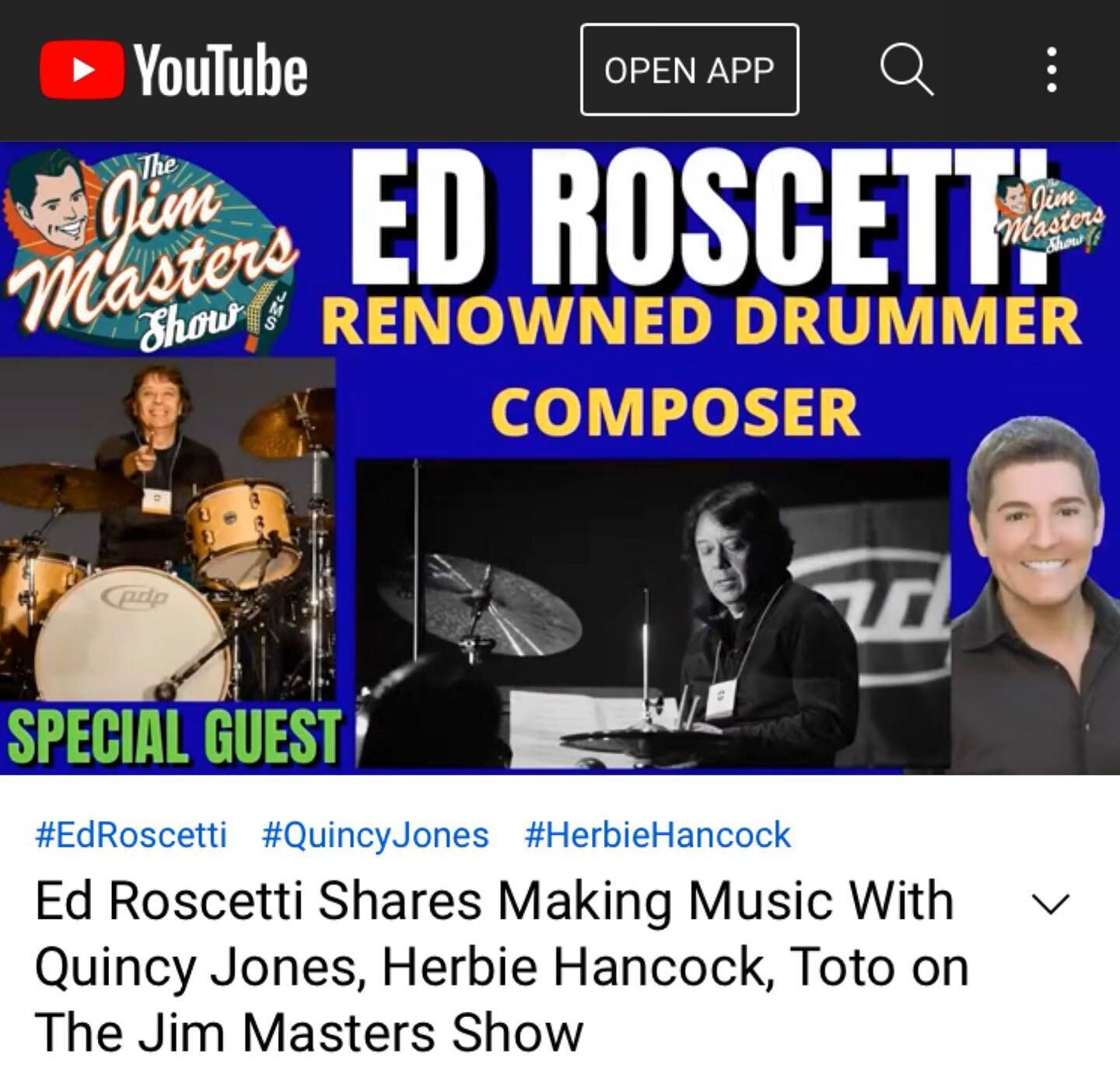 ❤️😎🌟Thanks to @jimmastersTV for a great interview of my rhythm man @roscettimusic last night on his career of composing, producing, performing 🎵 &amp; catchin&rsquo; your groove in life!❤️😎🌟🥁

YouTube link: https://youtu.be/T4nWlMkjpxY

@teampa