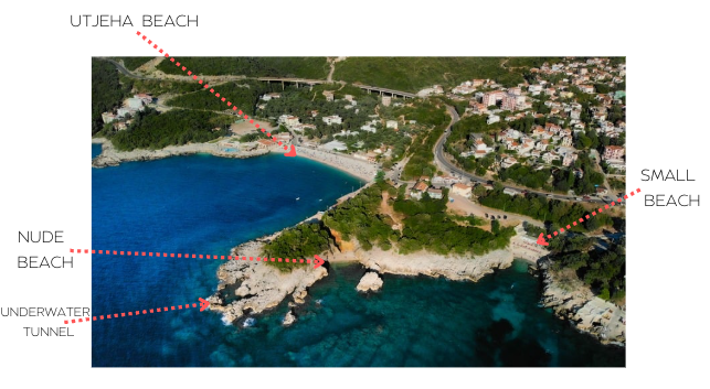 Beach near Villa Perla in Utjeha Montenegro Adriatic coast.
