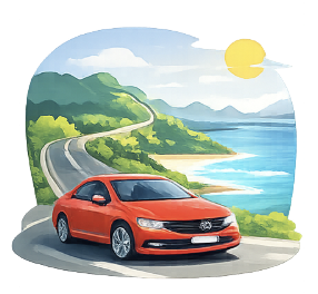Travel by car in Montenegro from beachfront apartments.