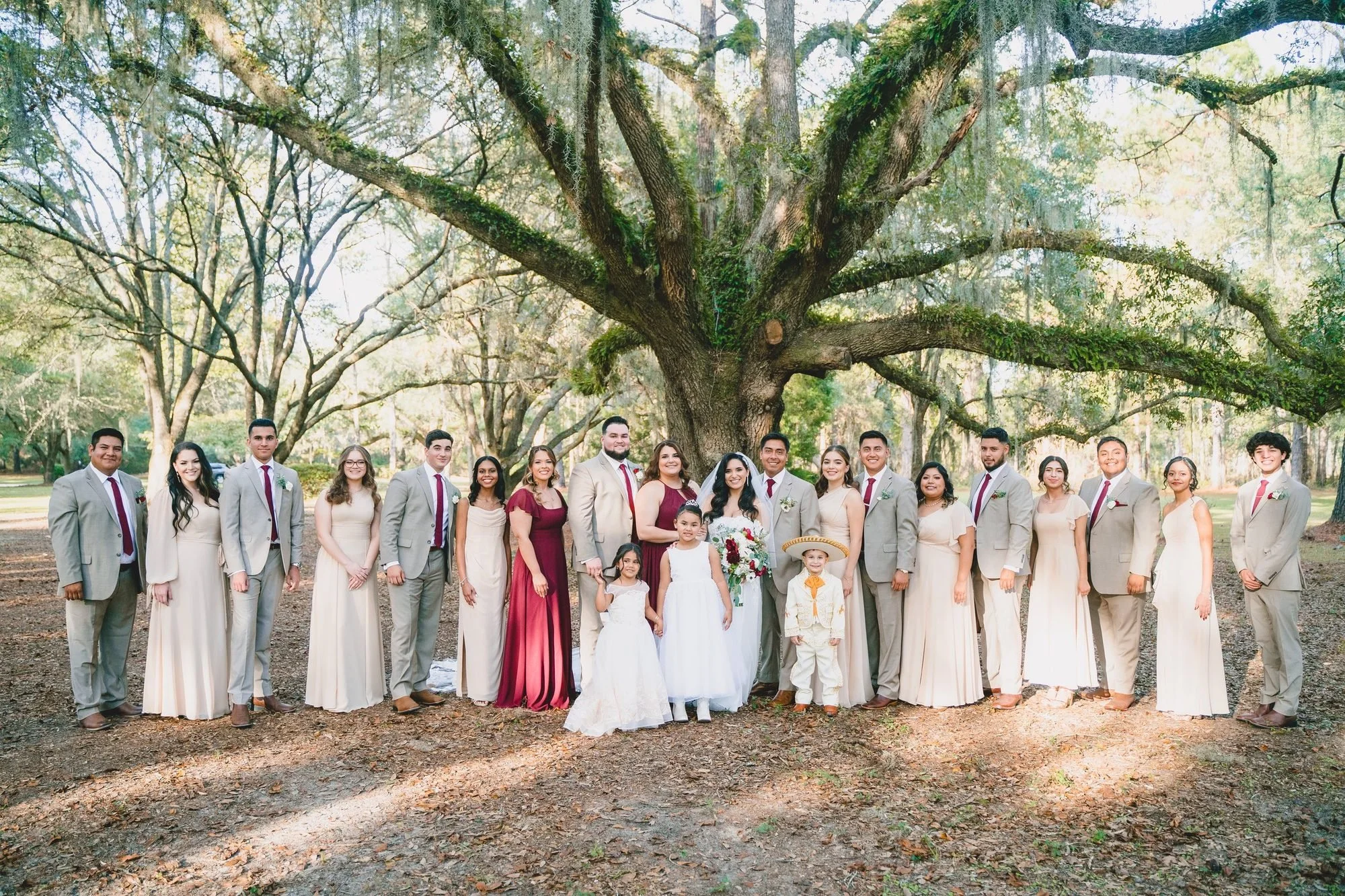 Wedding party under a live oak in Ridgeland, SC