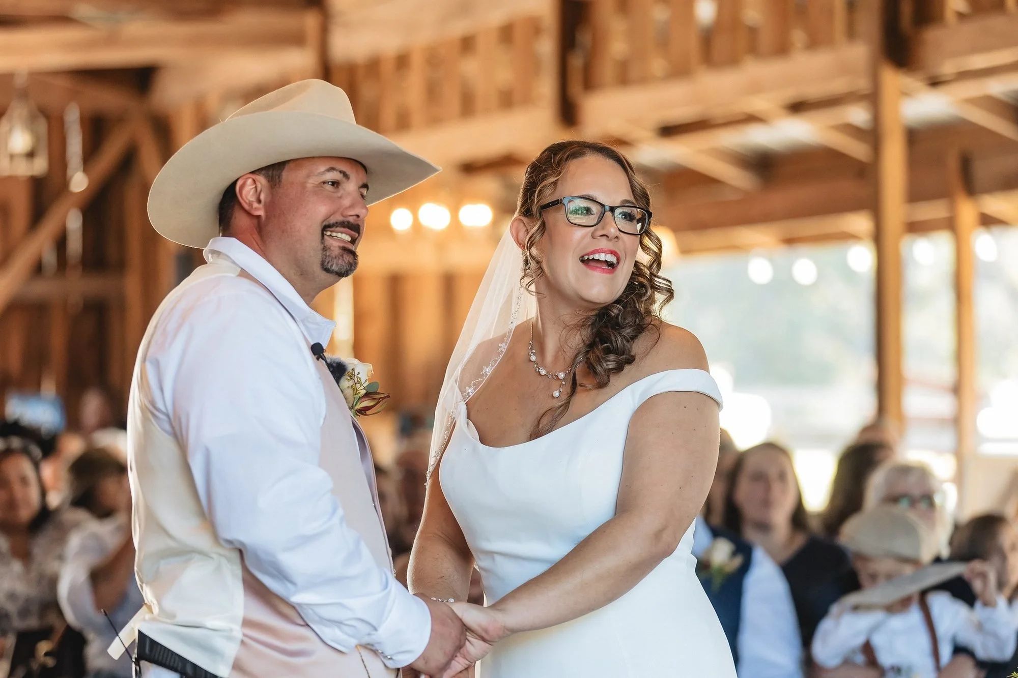 Rustic barn wedding ceremony in Appling, Georgia