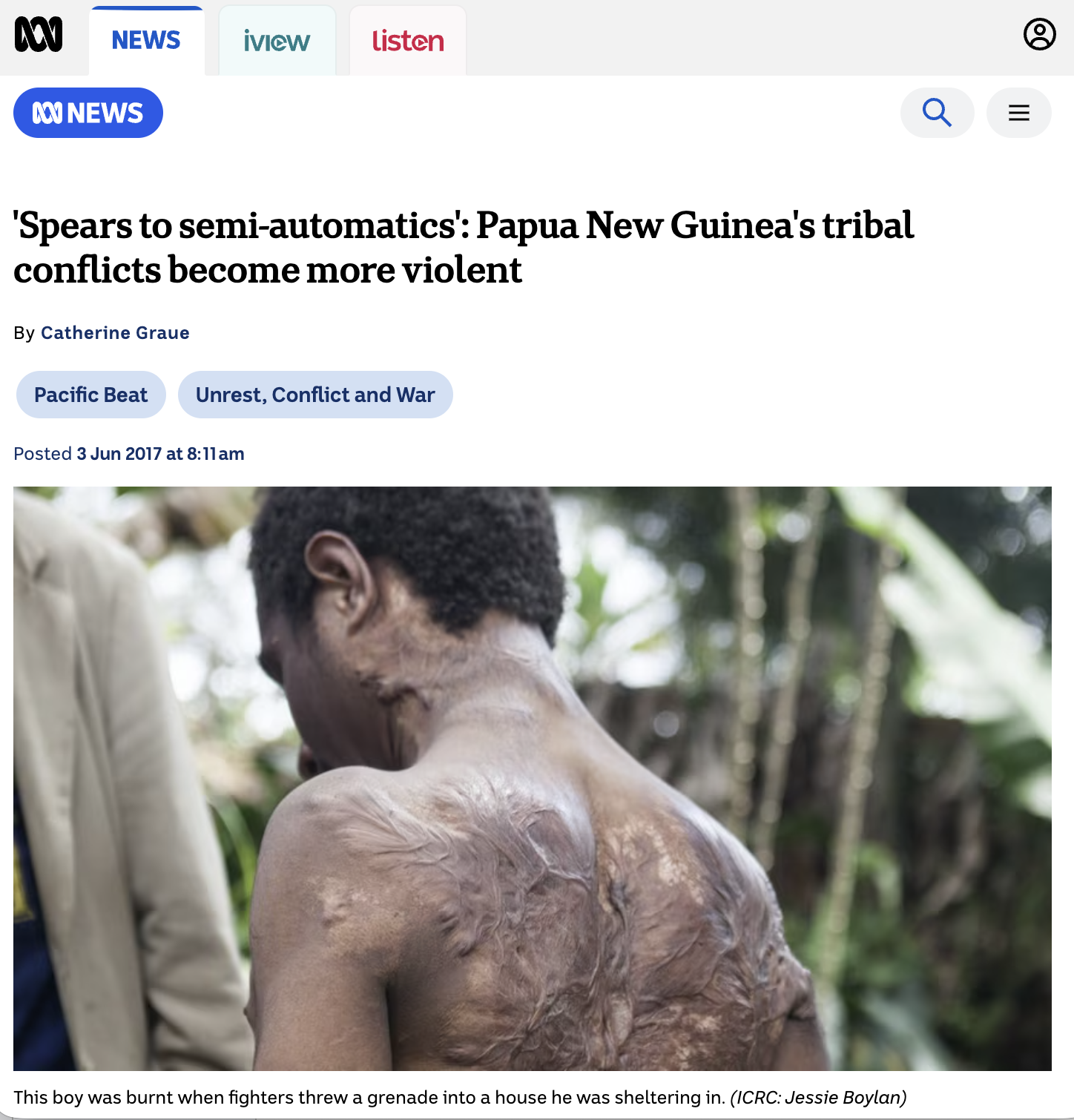 'Spears to semi-automatics': Papua New Guinea's tribal conflicts become more violent, ABC News, 3 June 2017. 