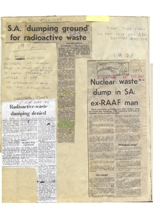 Page from Avon’s scrapbook 1972-1976, Balaklava, South Australia 
Reproduced from an original document
Digital inkjet print; 50 x 70 cm 
Avon Hudson’s private collection