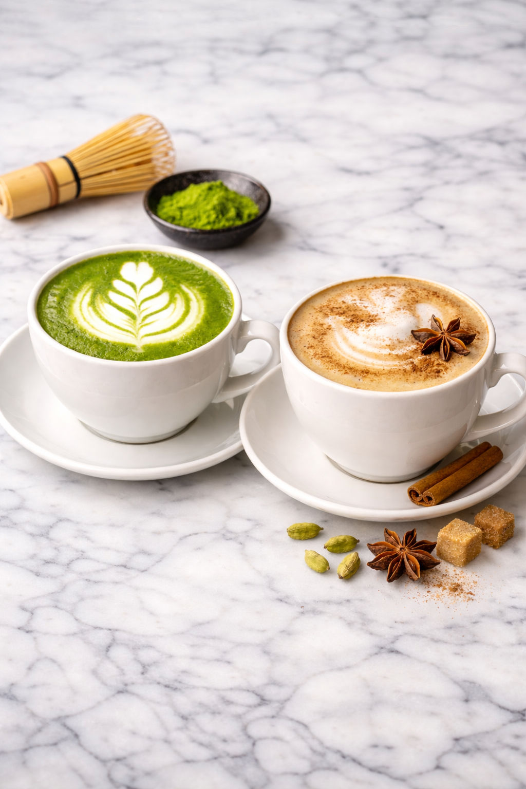 Ceremonial Grade Matcha and Organic Chai Latte at Acai Couples Myrtle Beach.