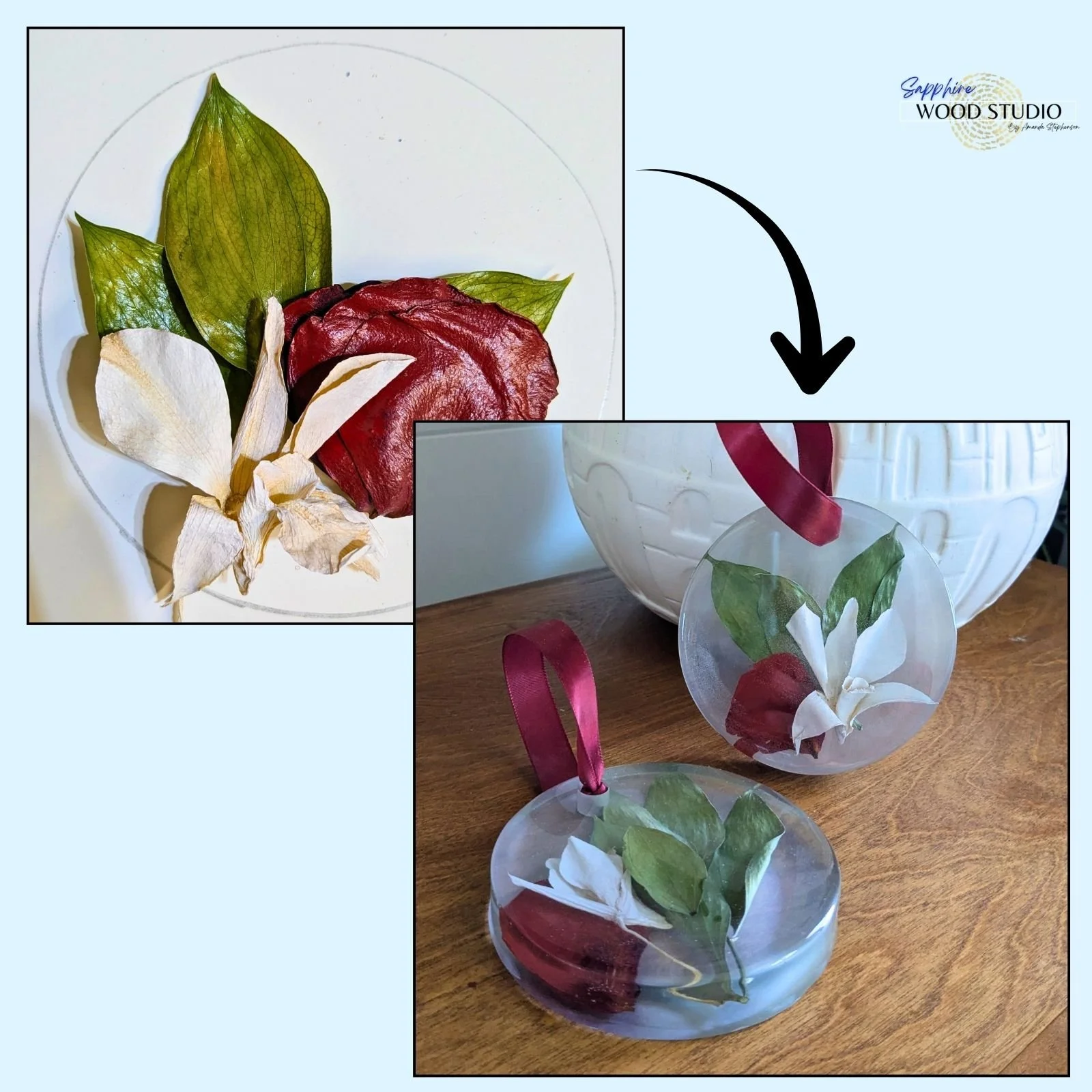 Wedding flower preservation, before and after ... 💐
It's not just about drying and ensuring there aren't any bubbles. 

Typically, I'm not working with unlimited flowers so I need to be intentional with the design to make sure there are enough bloom