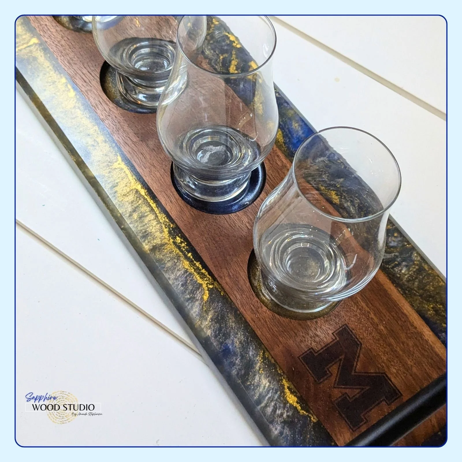 Not too bad for a first-timer 🙌
I absolutely love watching people gain confidence with epoxy resin during class. Patience is the key. 
My husband is a UofM fan and wanted to keep this one - might just have to make him his own for Father's Day.