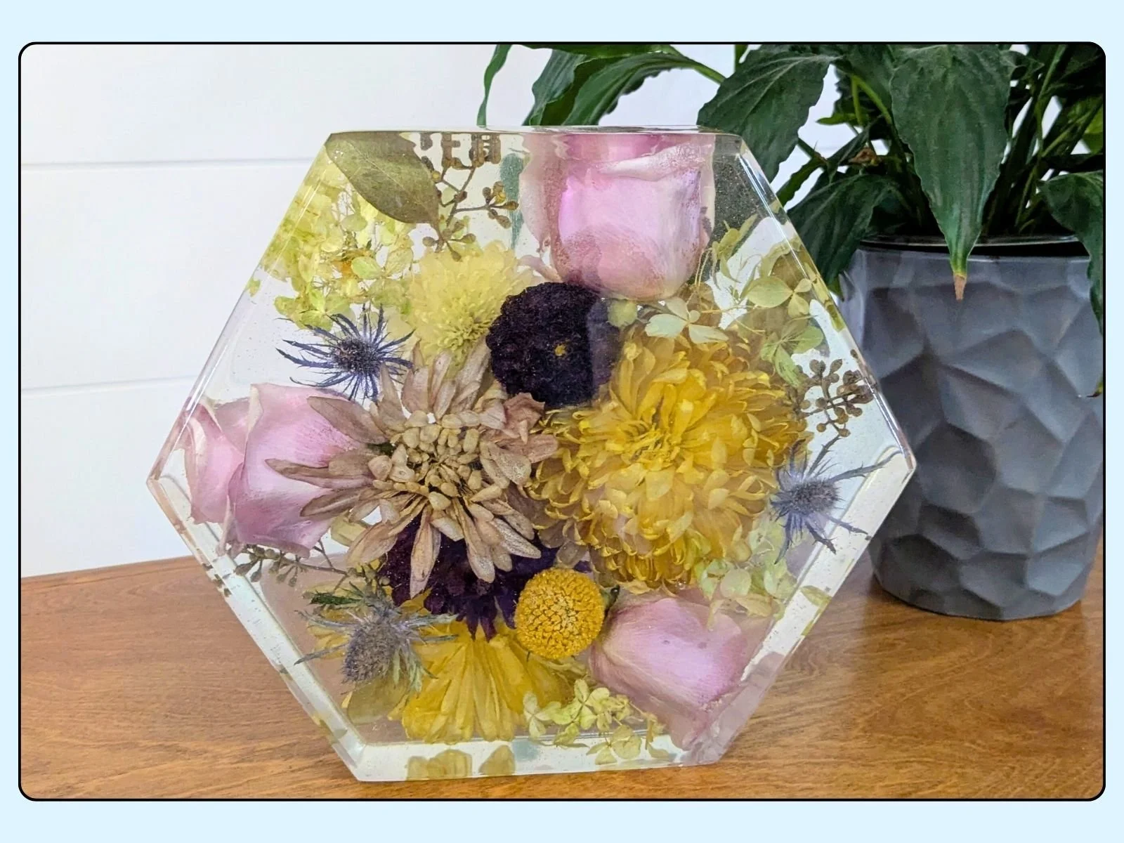 8-Inch Hexagon Prism | Flower Preservation for Weddings, Memorials and More