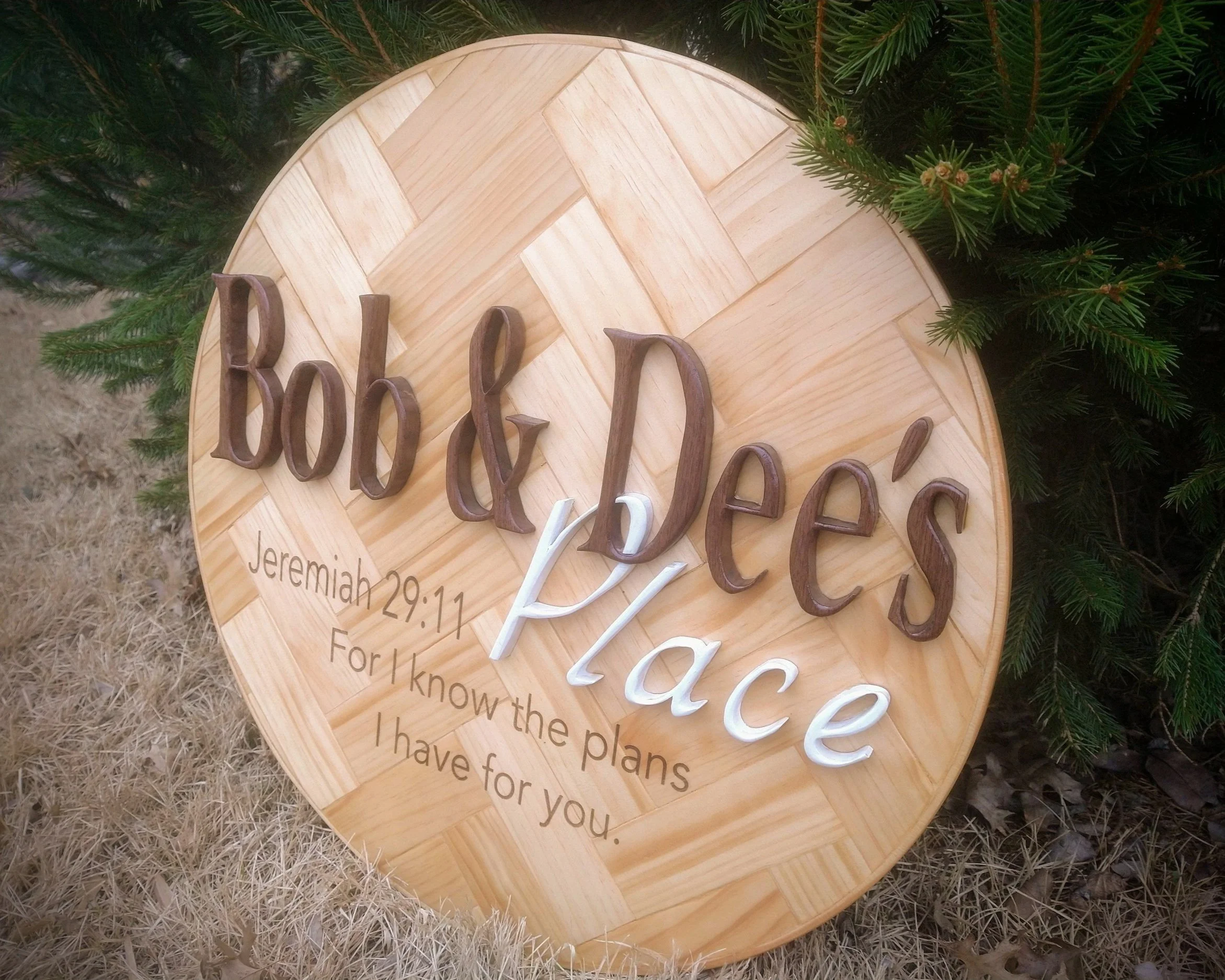 Circle Herringbone Custom Signs