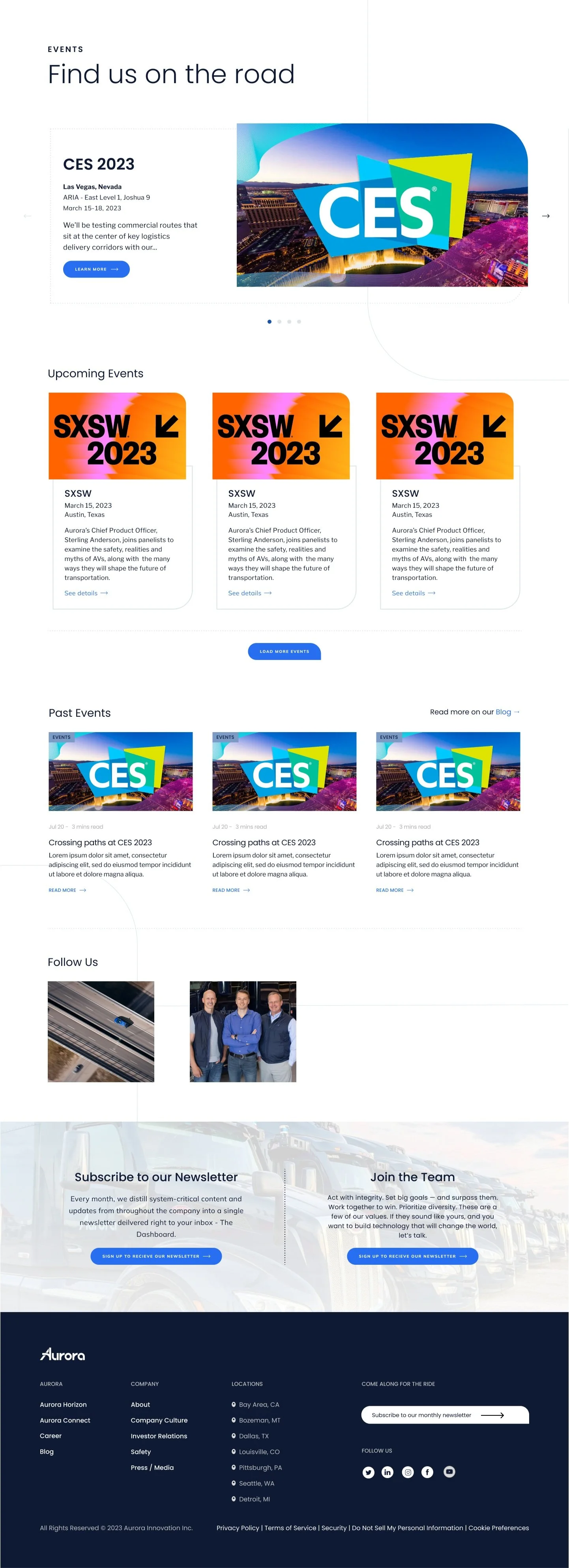Events Landing Page