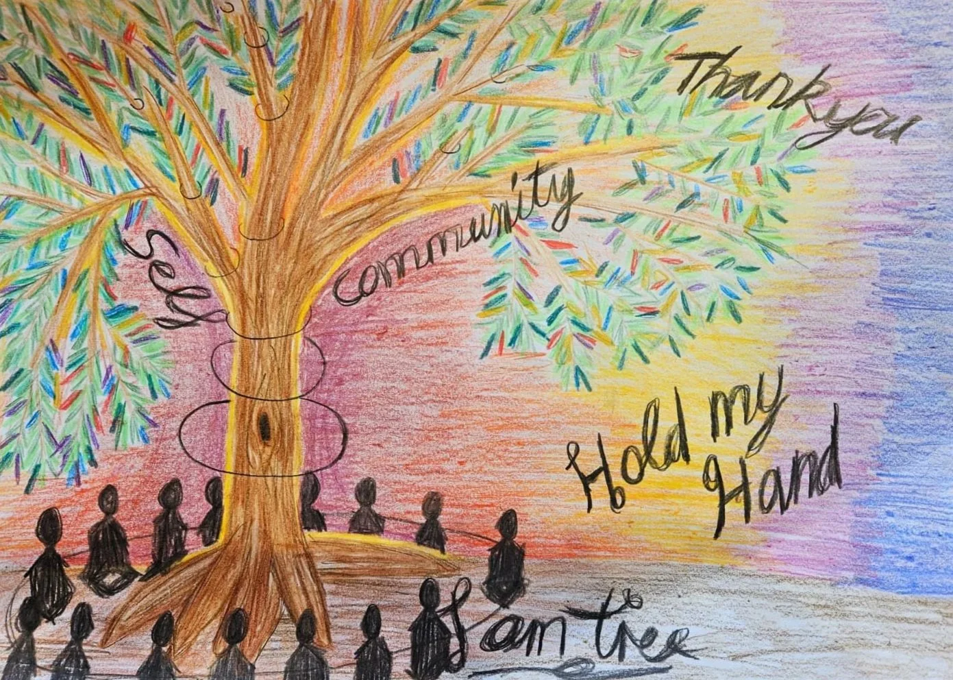 "Community" - Drawn on A4 Paper with colour pencils, during an IFS Workshop in September 2025