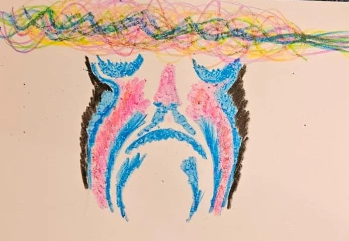 "Dopamine Part and isolated exile" - Drawn on A4 Paper with colour pencils, during the IFS L1 in Busselton WA June 2026
