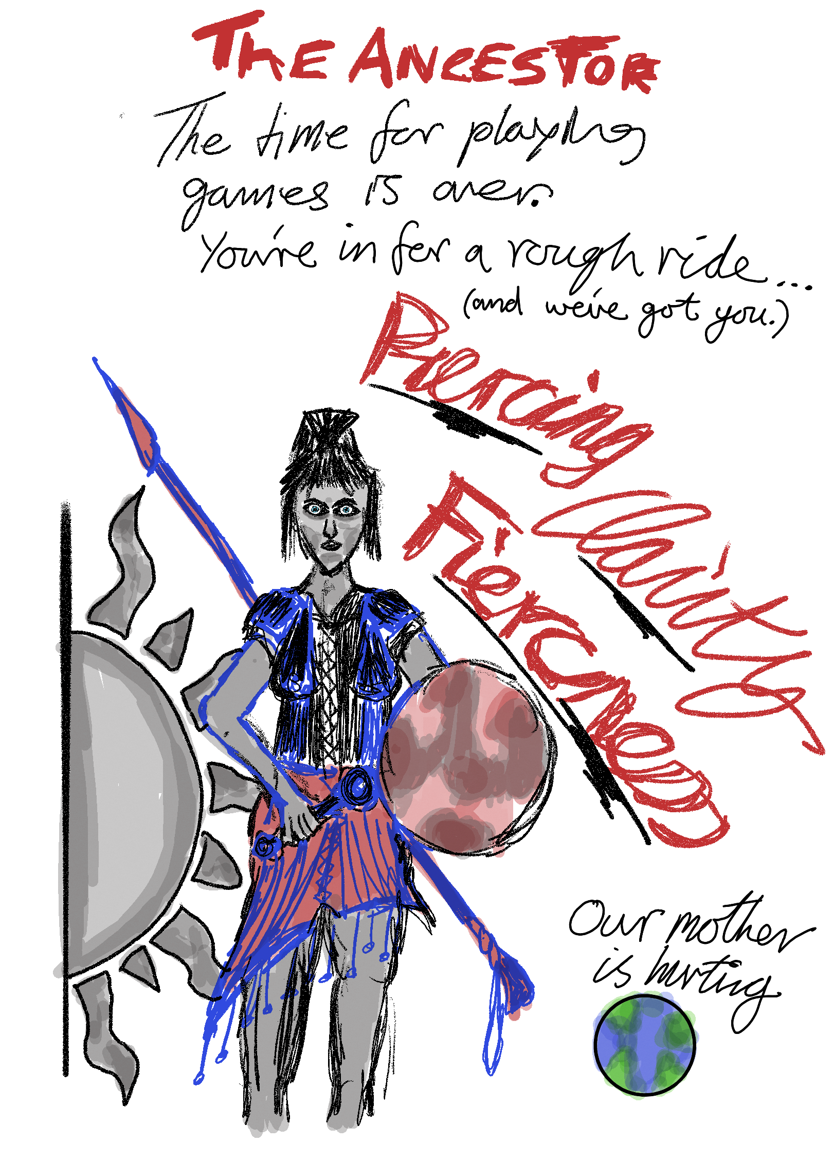 "Whole and well ancestor from IFS session with Kay Gardner" - Drawn on Remarkable Tablet in Pencil - 2025