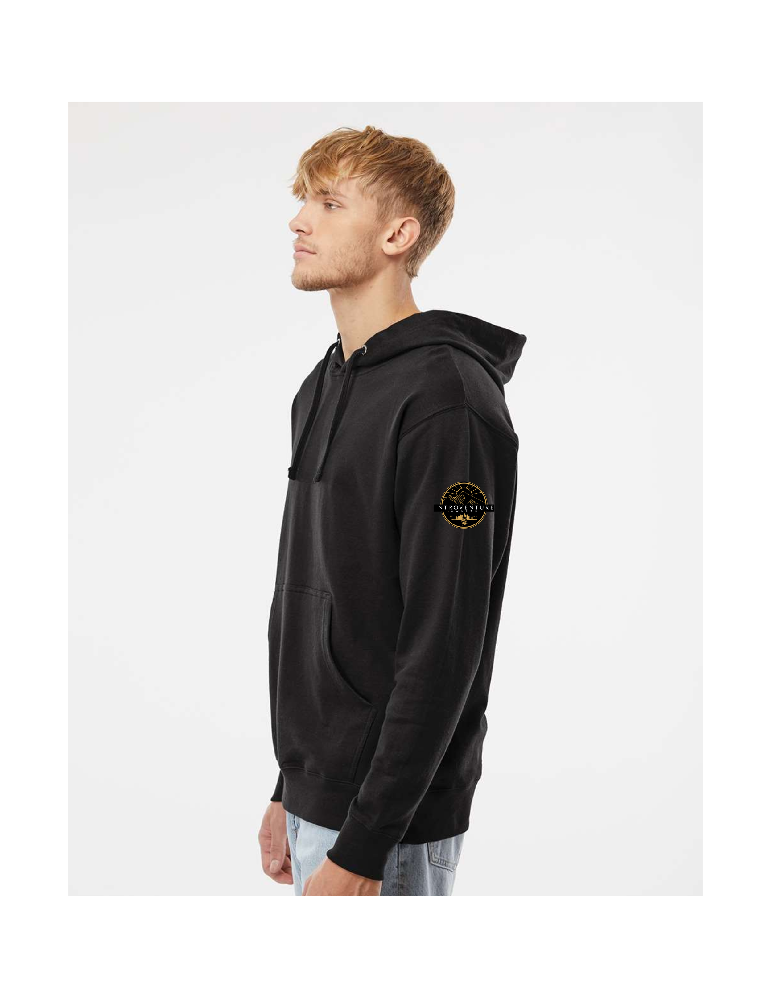 IntroVenture Hybrid Hoodie BLACK MODEL SIDE.png