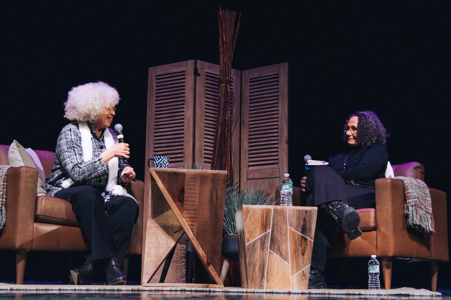 Angela Davis and Tricia Brown during their Fireside Discussion