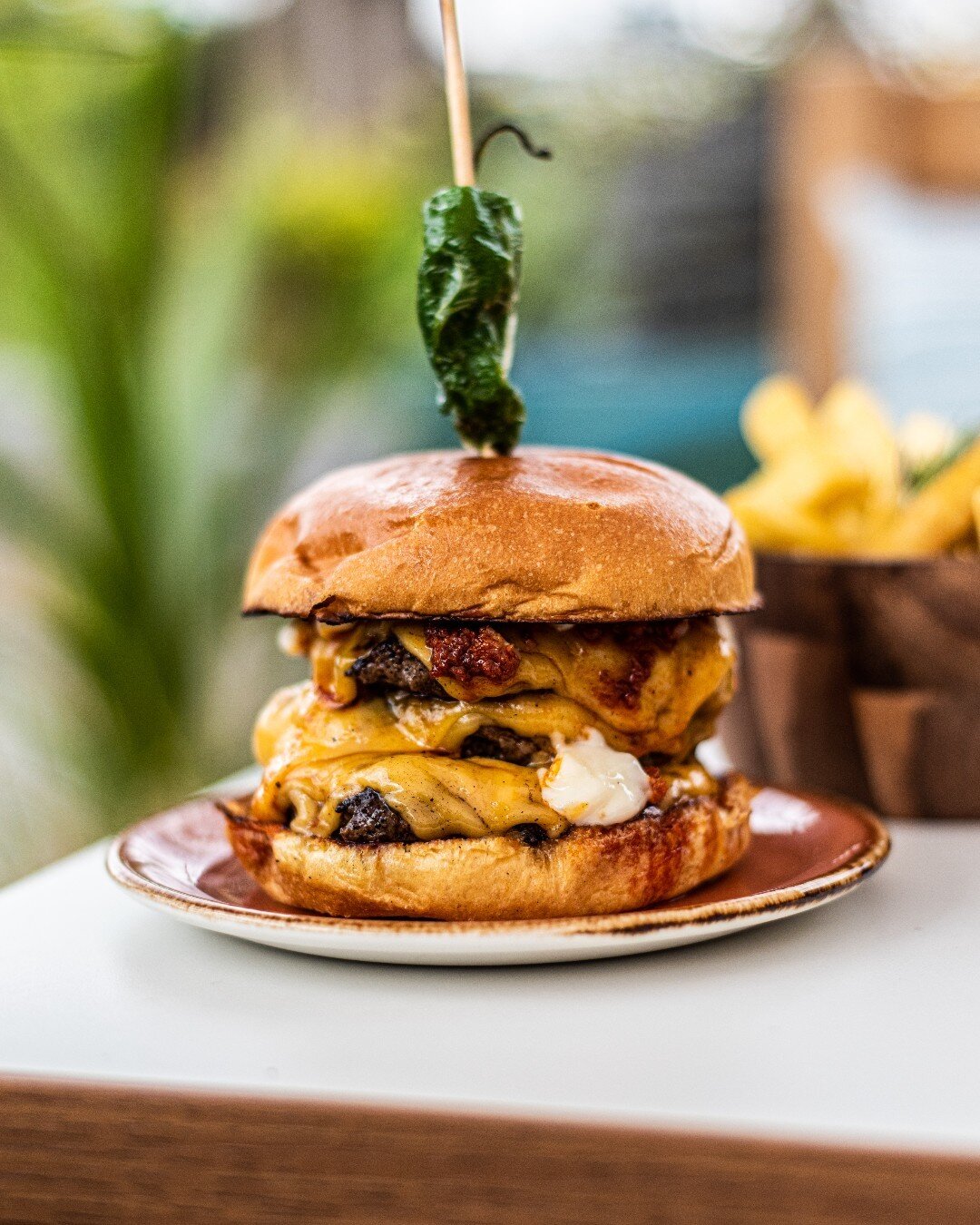 Put down the sangria and grab our Galician Smash Burger with both hands. Layers of chorizo paste, alioli and san simon cheese. Best enjoyed on our sunny Southbank terrace 🌞