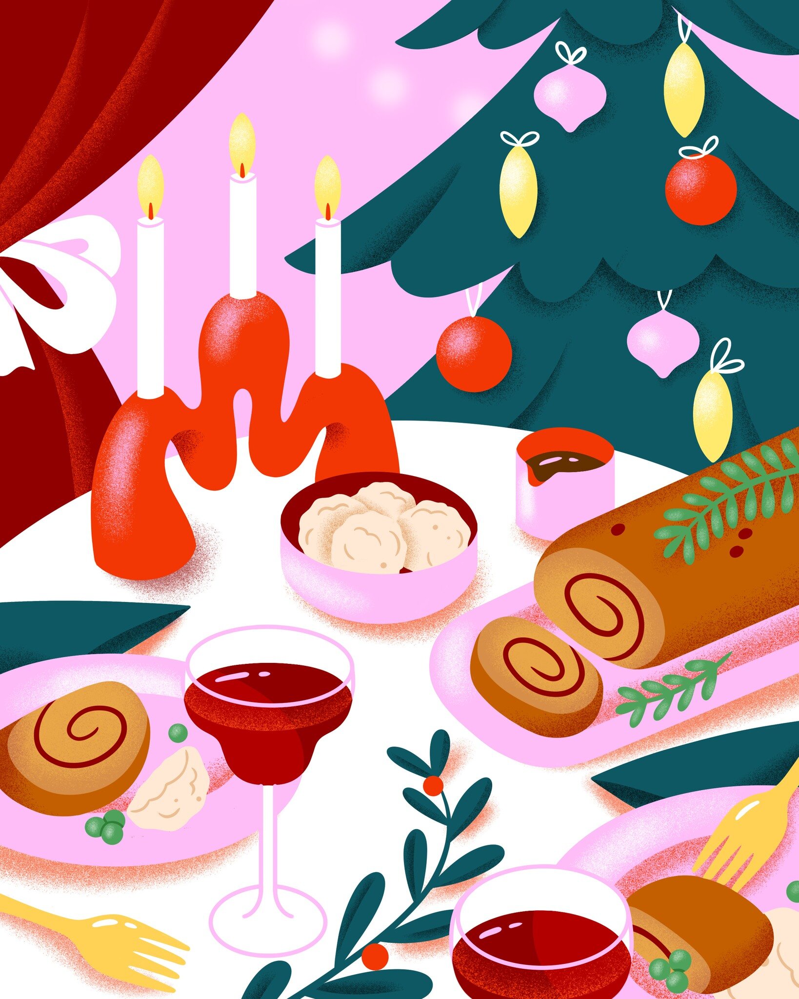 Looking forward to this year's Christmas dinner 🍷 My go-to festive meal is vegan roast 🍴. What's yours?

.
.
.

#veganfood #veganroastdinner #interiordesign #christmasfeast #christmasmood #cozy #dinnertime #christmasillustration #illustrationartist