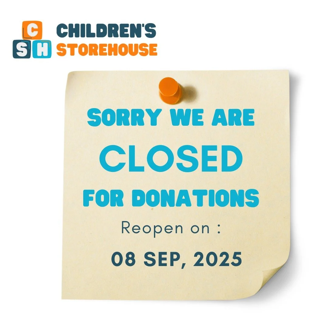 THANKYOU for all your recent donations of clothes and toys. ❤  We are now CLOSED for clothing and toy donations until September, to give the team time to do a stock-take. Unless we have already agreed to receive your items - we cannot accept any more