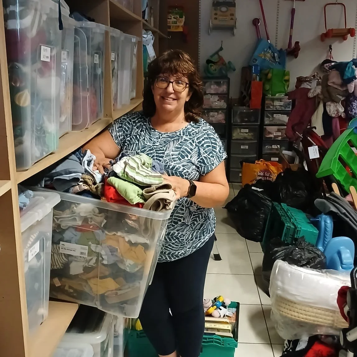 Children's Storehouse runs with the help of a small army of volunteers. 

Meet Jo 👋  She volunteers regularly at our &quot;Stay and Play&quot; and has been sorting and packing children&rsquo;s clothes during the summer break. Jo says she volunteers 