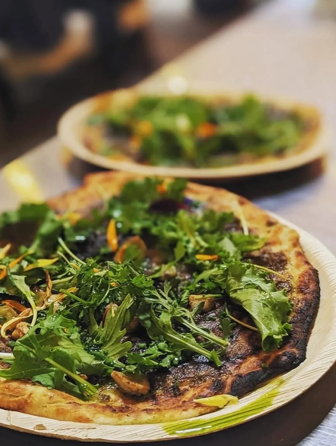 Inspired by our recent day out with @norwich_forage we&rsquo;re bringing back a classic this Saturday at @wendlingbeckmarketgarden festive fair - our mushroom flatbread! with lightly pickled garlicky mushrooms, porcini tahini, smoked puffball powder 