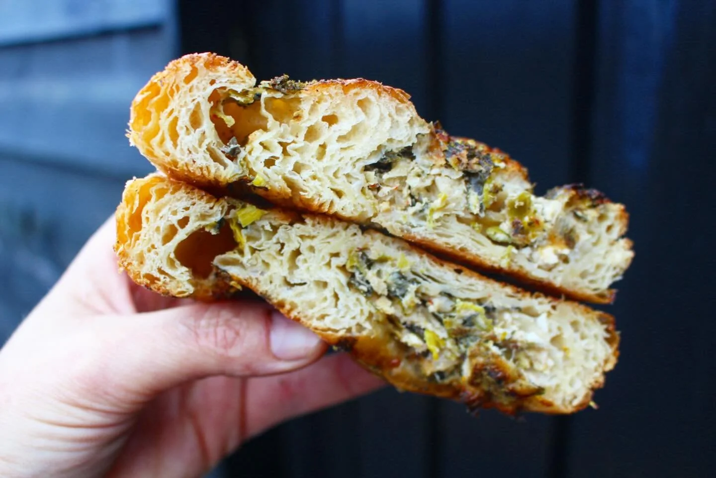 Celebrating all things green today 💚💚💚

Seasonal greens and feta swirl, made with @clinkscarefarm leeks and kale, glazed with local honey &amp; our wild za&rsquo;atar