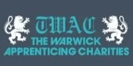 Logo for TWAC The Warwick Apprenticing Charities with two lions holding a shield above the text