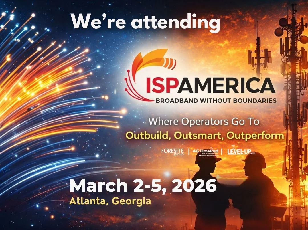 Leveluptowers, @ForesiteGroup, and 4G Unwired are heading to WispAmerica 2026 in Atlanta! 🎉

This event brings together 1,000+ ISP operators, vendors, and industry leaders to explore the newest tech, trends, and opportunities shaping the future of b
