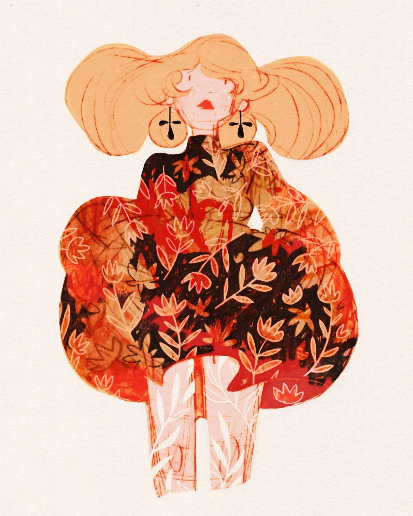 Burning bloom 🔥
Went wild with some textures, then tried to tame it within a look.
#mixedmediaart #fashiondrawing #floraldress #drawinggirls #artoftheday