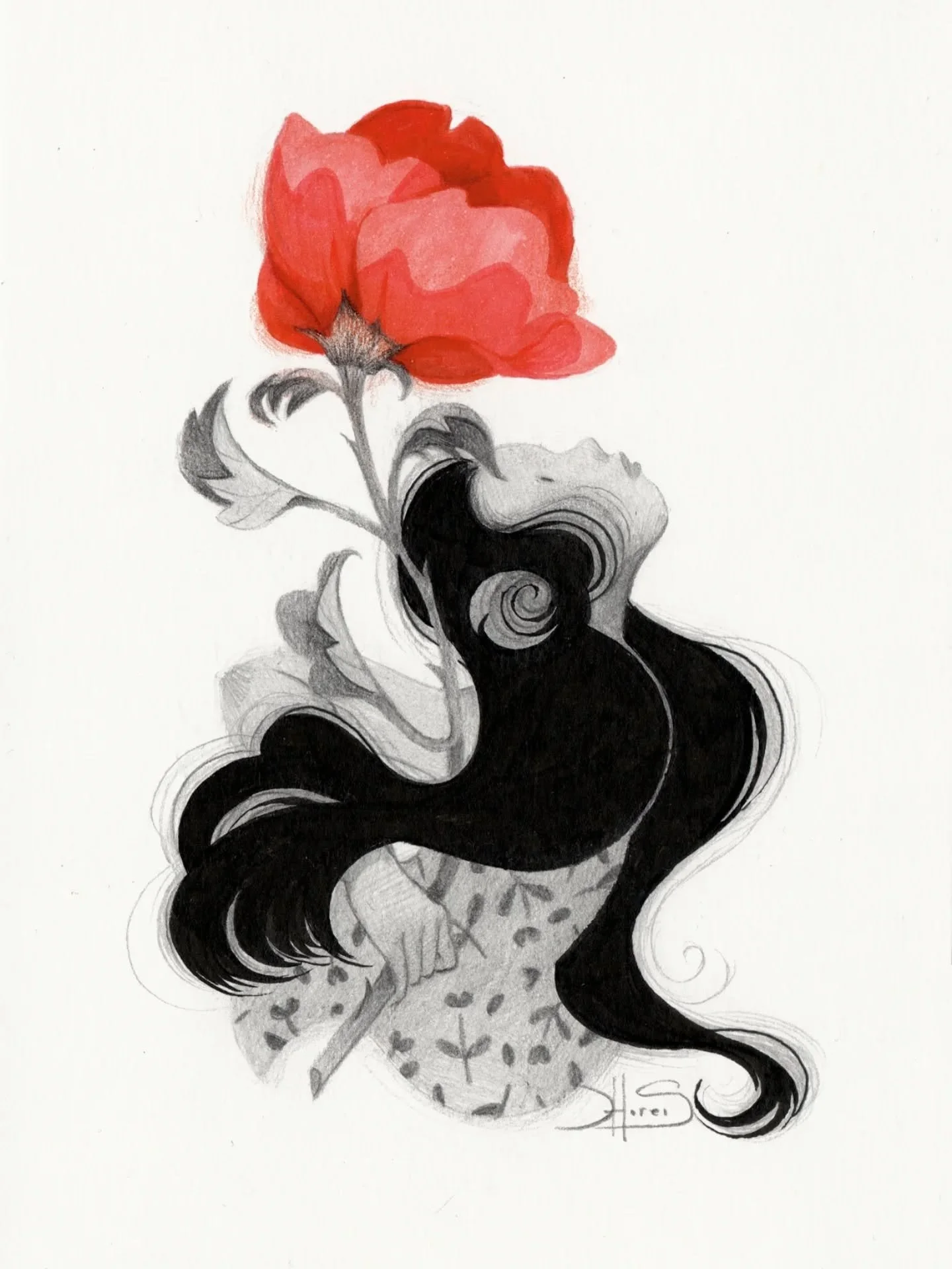"Heart of Bloom" - from my hiatus earlier this year. Black flowy ink swirls and graphite are my love atm 🖤
.
You can invite this original home by following the usual tracks.
.
#originalart #traditionalart #inkdrawings #graphiteart #mixedme