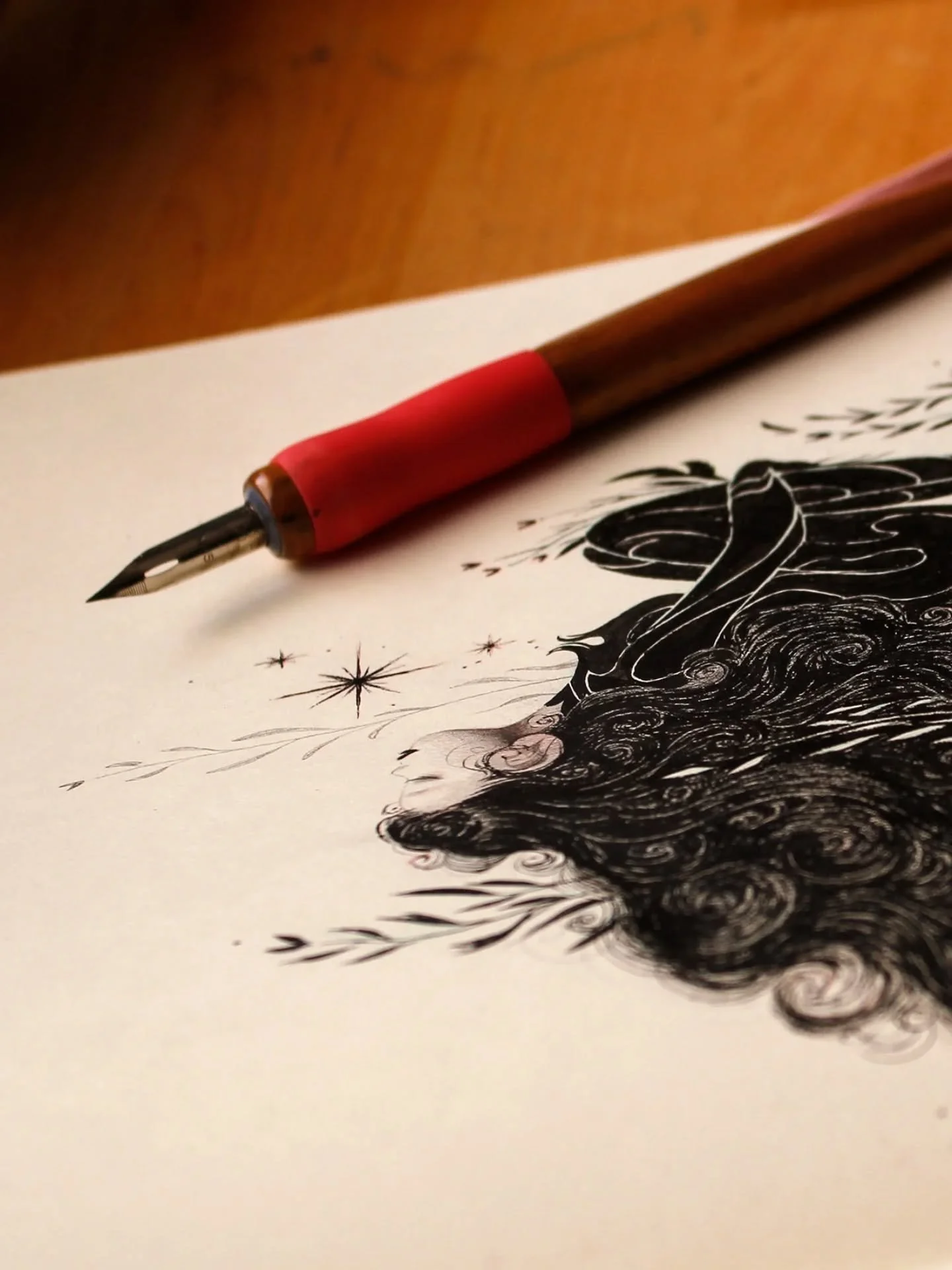 Some more shots of one of last months ink drawings "Talisman" 🌟
.
#inkdrawing #inkart #dreamyart