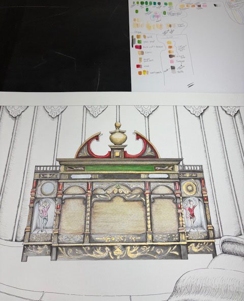 applying first layer of colour to the organ