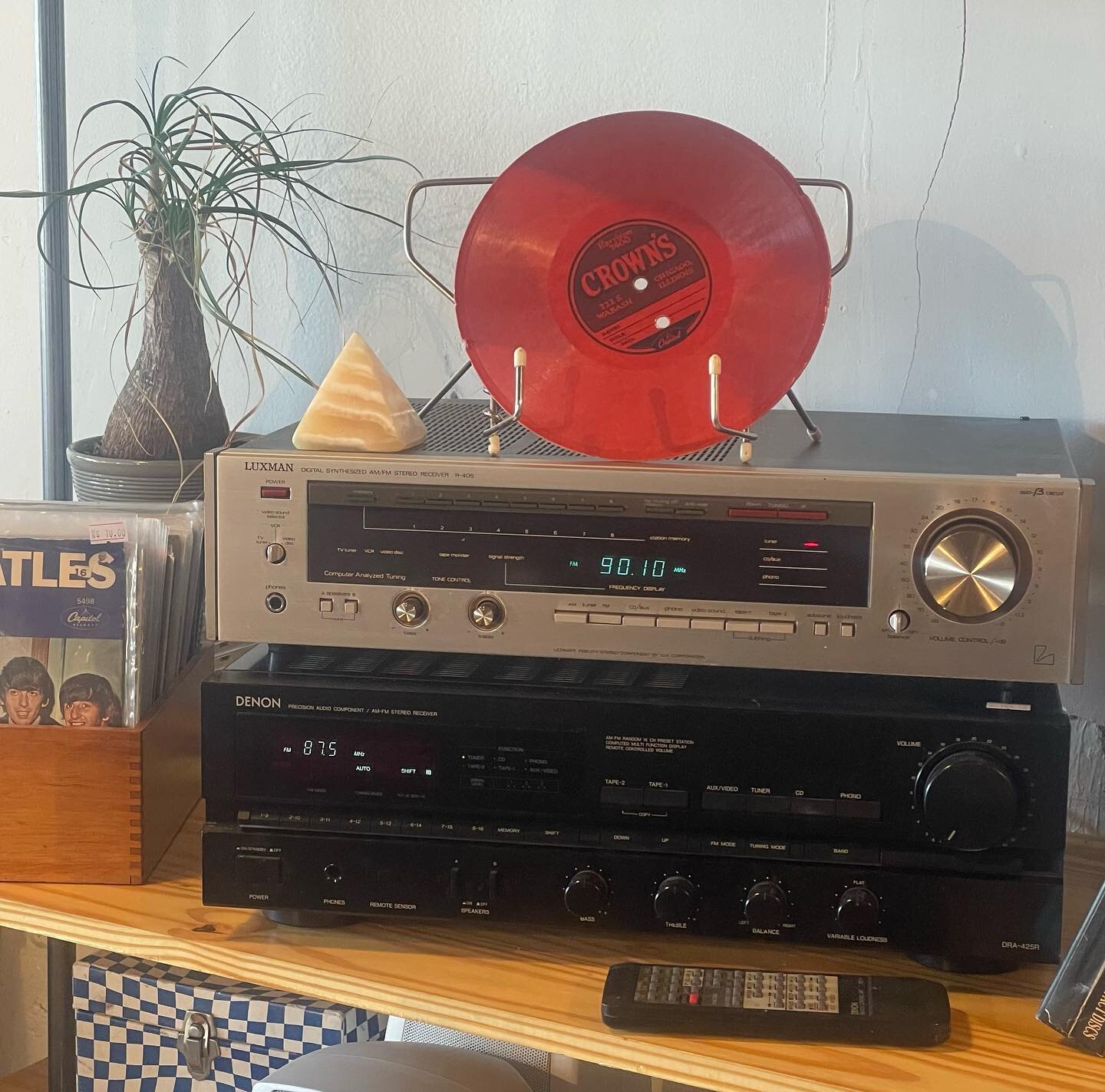 Two nice Japanese stereo receivers up for grabs. First one is a Luxman R-405 circa 1987&ndash; nice 60+ watt unit $200, Second, a Denon DRA-425, 50 watts &mdash;includes remote! $100. In-store sale preferred, but we can ship for cost PLUS proper pack